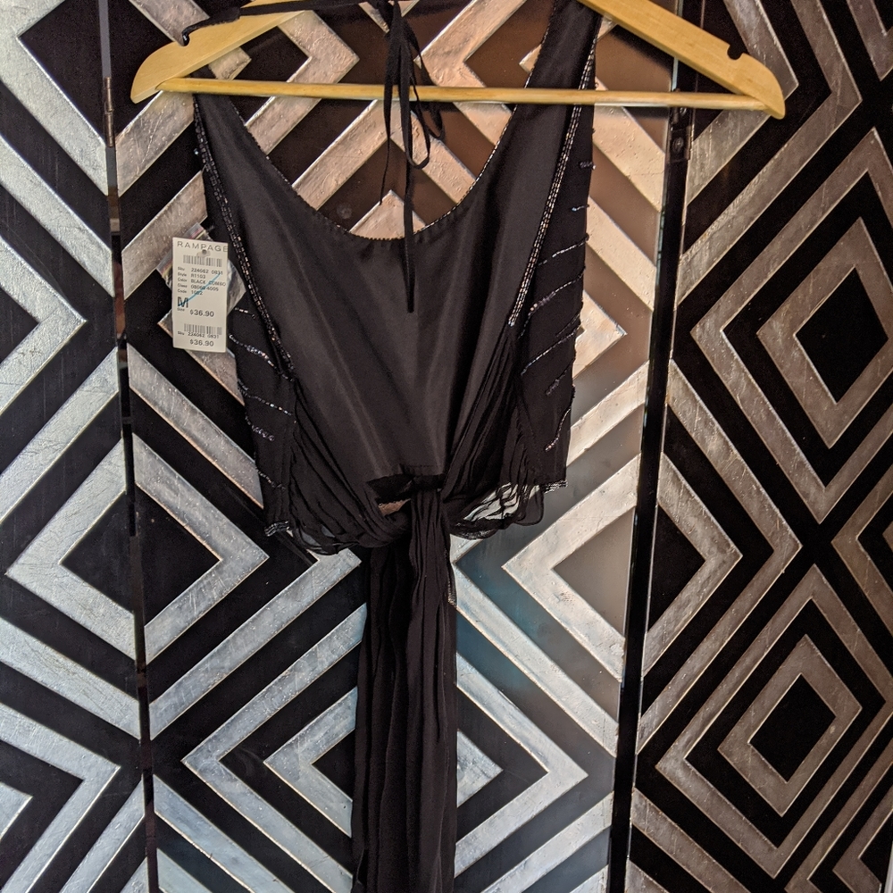 NWT Beaded Halter Wrap Top - Picture 10 of 16